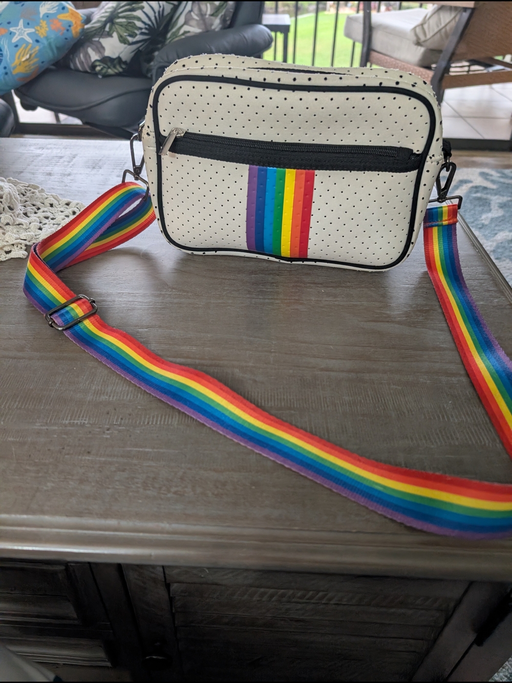Parker and Hyde crossbody purse rainbow stripe- Perfect For Pride!
